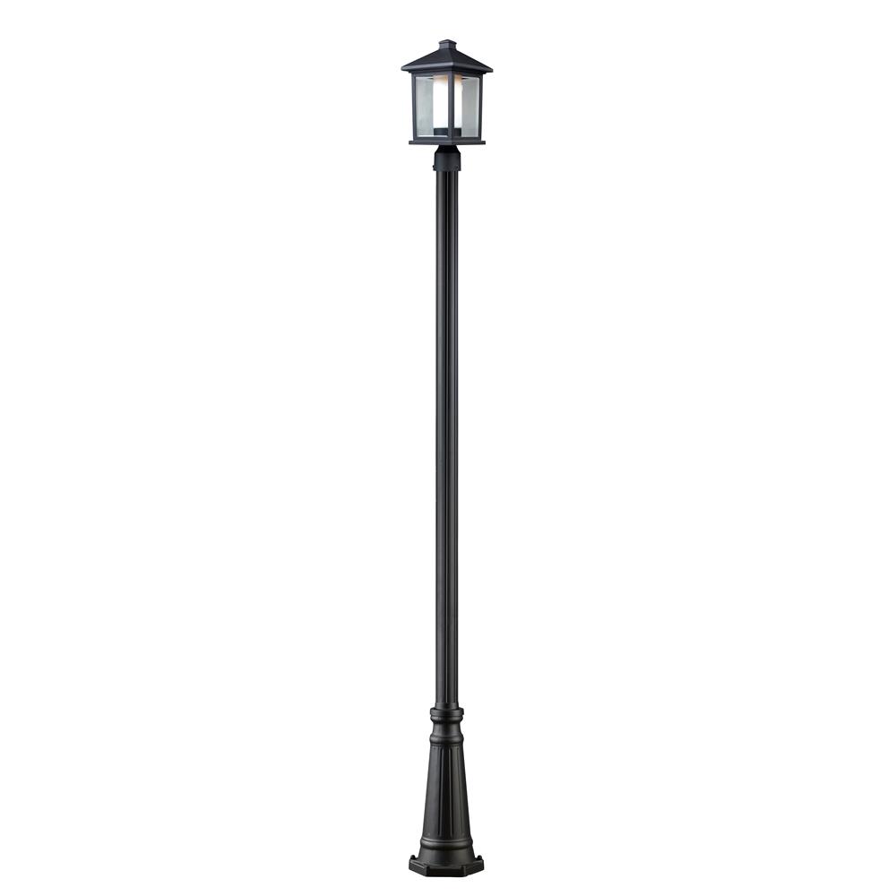 Z-Lite 523PHM-519P-BK Outdoor Post Light in Black with a Clear Beveled + Matte Opal Shade